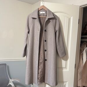 Commense Beige Wool Coat with Tie Back